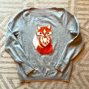LOFT Gray Sweater with Fox Design